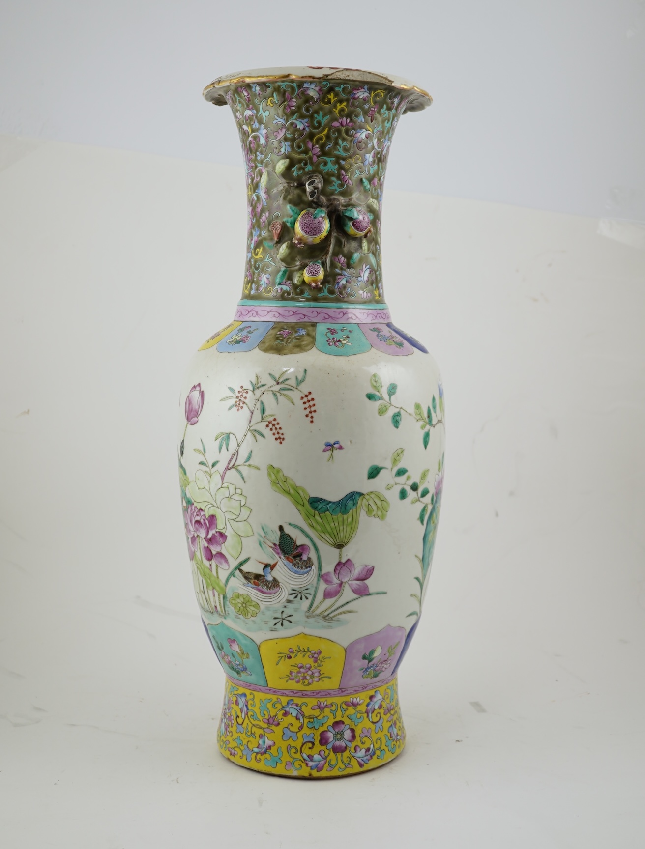 A large Chinese famille rose two-handled vase, mid 19th century